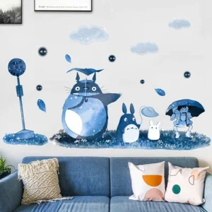 Sticker Mural Totoro Pluie