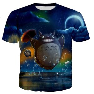 T-Shirt Totoro 3D Pluie